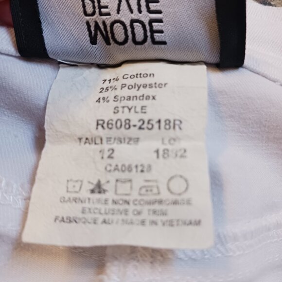 Mode de Vie Womens White Cropped Jeans Sz 12 Split Hem Stretch Denim Pants - Picture 9 of 14